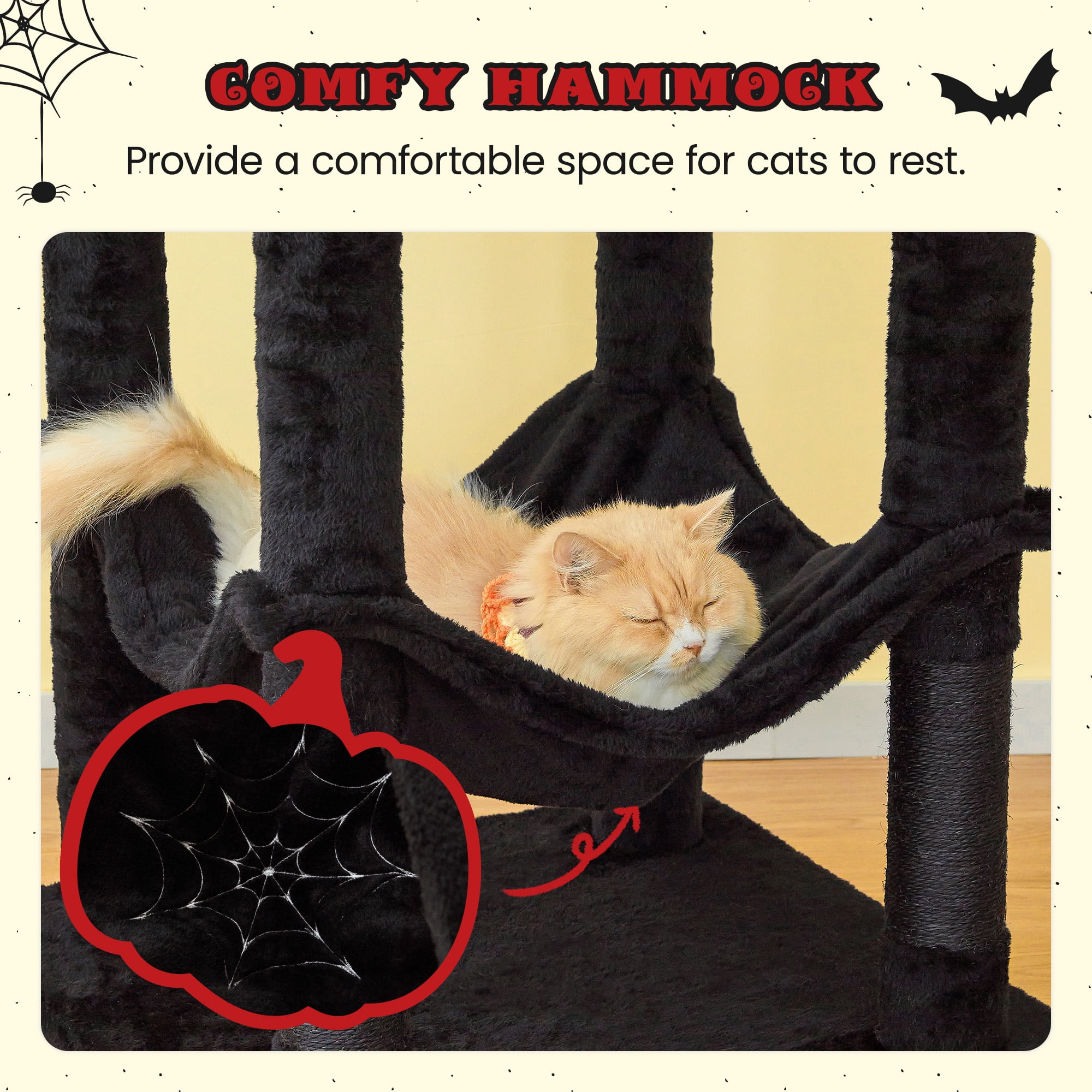 MWPO 70.1-in Multilevel Cat Tree Tower with Condo, Perch and Scratching Post, Black