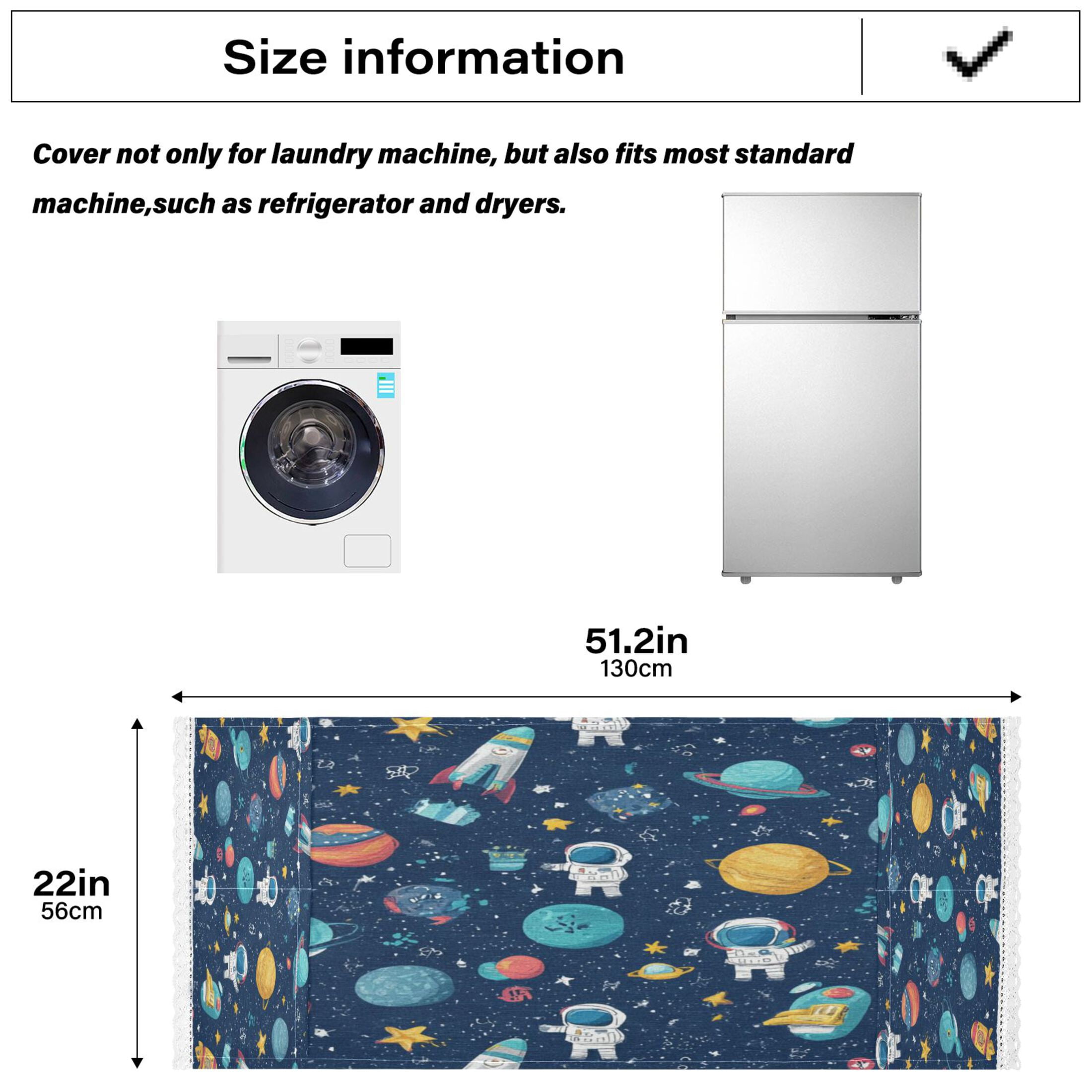 Wobogo Space Themed Washing Machine Cover Dustproof Washer Dryer Cover Waterproof Laundry Room Decorative Protector