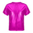 thumbnail image 3 of Sxiwei Kids 3 Pcs Dance Costume Outfits Shiny Metallic Jazz Modern Dance Stage Performance Dancewear Rose Red 16, 3 of 6