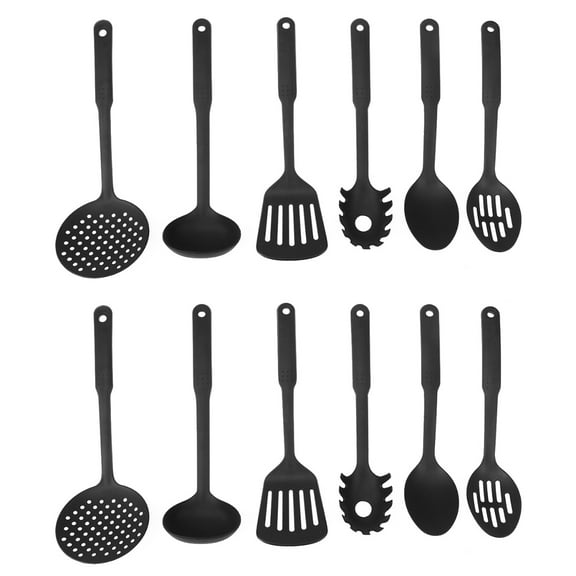 12 Pcs Nylon Kitchen Tool Set Cooking Tools Utensils Spoon Utensil (Black)