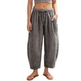 thumbnail image 3 of ibiyuan Womens Work Pants Wide Leg Elastic Waist Palazzo Pants for Women Casual Flowy Trousers Pants for Women Drawstring Women Lounge Pants Vacation, 3 of 6