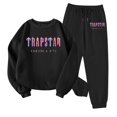 thumbnail image 1 of Trapstar Chandails Molletonnés à Col Rond pour Femmes Ensembles Manches Longues Graphiques Chandails Molletonnés pour Femmes Amples Trapstar Style de Rue Hip-hop Chandails Molletonnés à Enfiler+pantalon de Survêtement Ensemble pour Femmes de 2 Vêtements Classiques pour Femmes (Noir, 3TG), 1 of 3
