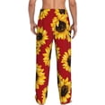 thumbnail image 3 of Disketp Sunflowers On Red Men'S Pajama Pants - Ultra Soft Fleece Sleep And Lounge Pants (Size: S-Xxl), 3 of 9