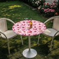 thumbnail image 3 of SEANATIVE 24'' Diameter Round Cocktail Table Covers Spandex Stretch High Top Table Cloth with Elastic Fit Round Tablecloth for 24 Inch Tables, Love Heart Shaped Cake Raspberry Valentine Pink, 3 of 7