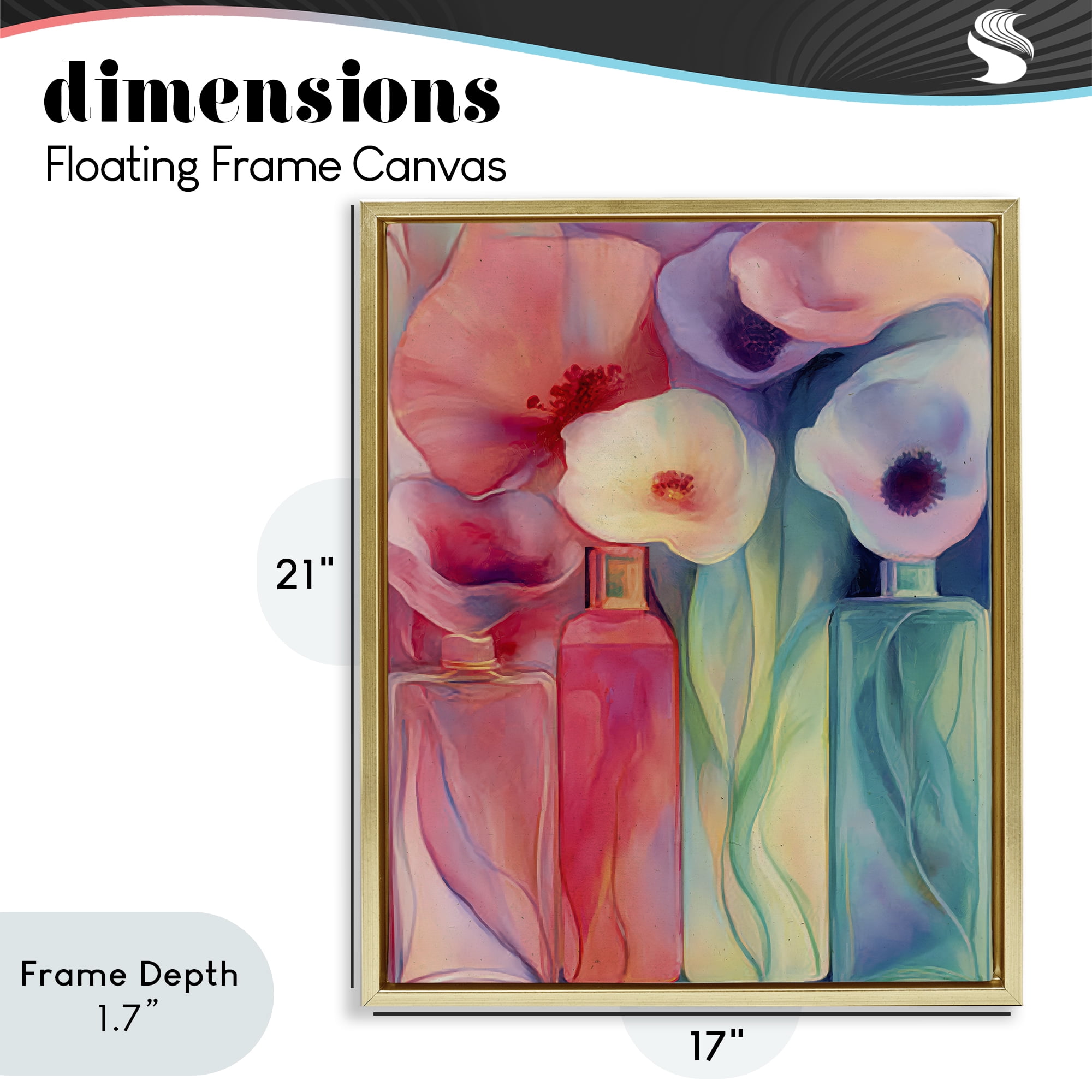Stupell Industries Petal Logic Gradient Gold Framed Floater Canvas Wall Art, design by Annabelle Hall