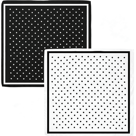 XIBUFE Polka Dot Hair Scarfs, Head Scarf for Women, 35" Silk Bandana, Pirate Costume Accessories, Black & White Head Scarf for Hair Wrapping and Sleeping