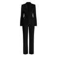 thumbnail image 4 of Telankuip Womens Deep V-Neck Long Sleeve Dressy Jumpsuits High Waisted Button up Slim Fitted Straight Leg Suit Jumpsuit 2026 Spring Summer Business Casual Work Commuting Outfits Black XL, 4 of 4