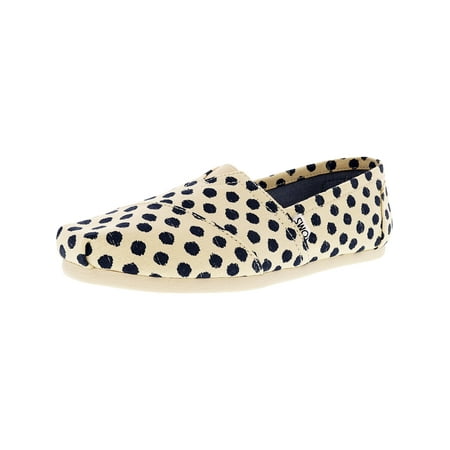 Toms Women's Classic Canvas Natural Navy Polka Dot Ankle-High Flat Shoe -
