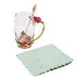 thumbnail image 2 of Glass Cup, Decorative Tea Cup Flower Drinkware  For Tea Ceremony Red Rose 350ml, 2 of 8