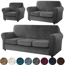 JIAN YA NA Stretch Velvet Sofa Covers, Plush Armchair Loveseat Couch Slipcover, Non-slip Furniture Protector, Friendly to Pets (Gray, For Armhair)