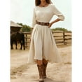 thumbnail image 4 of AUNVITO Women's V-Neck Long Sleeve Maxi Dress Casual Comfortable and Breathable, 4 of 9