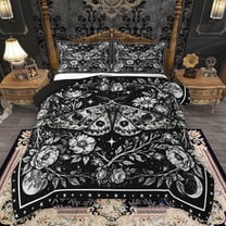 Homewish Teens Gothic Moth Bedding Comforter Set 2pcs,Abstract Starry Sky Twin Comforter Sets Microfiber,Chic Floral Flowers Breathable Bedding Set,Lightweight Room Decor,Reversible