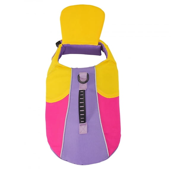Dog Life Jacket with Chin Float, XS-XXL, Adjustable Dog Life Vest with Chin Support, Rescue Handle, Leash D-Ring and Quick-Release Buckles for Swimming, Boating and Pool