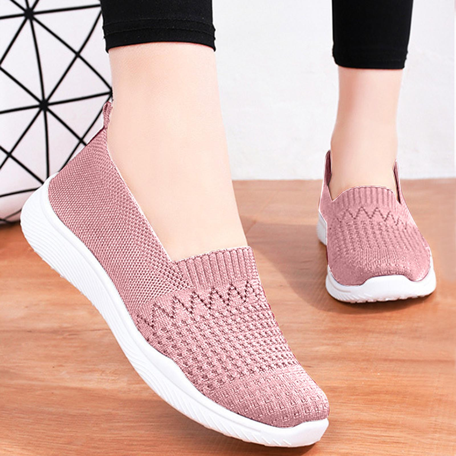 asdoklhq Women Sneakers Clearance Under $15,Autumn New Style Casual Plaid  Color Matching Women's Sports Wind Mesh Single Shoes 