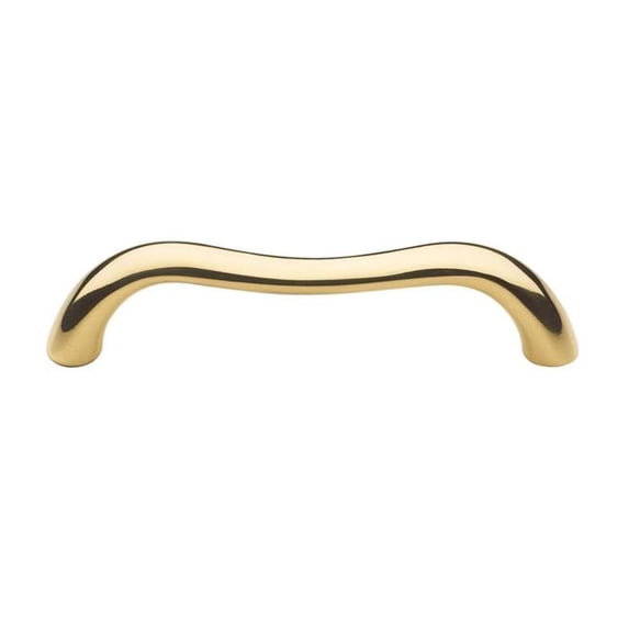3.75 in. Center to Center Contoured Cabinet Pull, Polished Brass - Lacquered