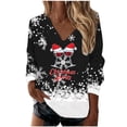 thumbnail image 1 of Pompotops Blouse de Noël à Manches Longues Col en V Imprimé Flocon de Neige Mode Décontractée pour Femmes, 1 of 5
