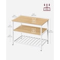 thumbnail image 3 of VASAGLE Kitchen Island with 3 Shelves, 39.4 Inches Kitchen Shelf with Large Worktop, Oak Color and White, 3 of 7
