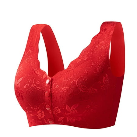 Audhol Seamless Bra Women s Seamless Nursing Bra for Pregnant Women Front Buckle Lace No Ring Bra Cup Convenient for Breastfeeding During Pregnancy and Childbirth Front Closure Bras for Women Red L