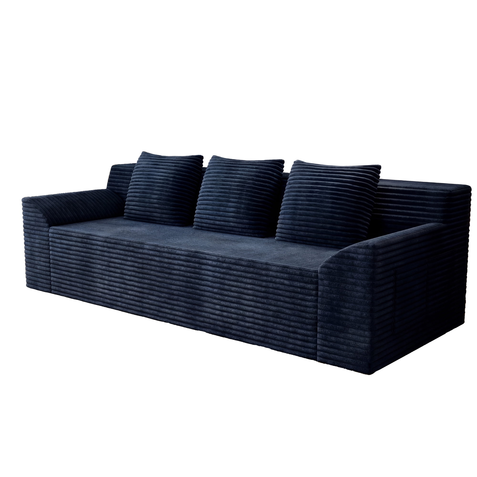 Leumius 71" 3 Seater Cloud Sofa Couch,Modern Corduroy Upholstered Boneless Sofa Couch with Deep Seat for Living Room,No Assembly Required,Aged Blue