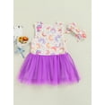 thumbnail image 4 of Toddler Infant Baby Girls Dress Flower Rainbow Sleeveless Tulle Dress Mesh Hem Bowknot Princess Dress Summer Clothes, 4 of 7