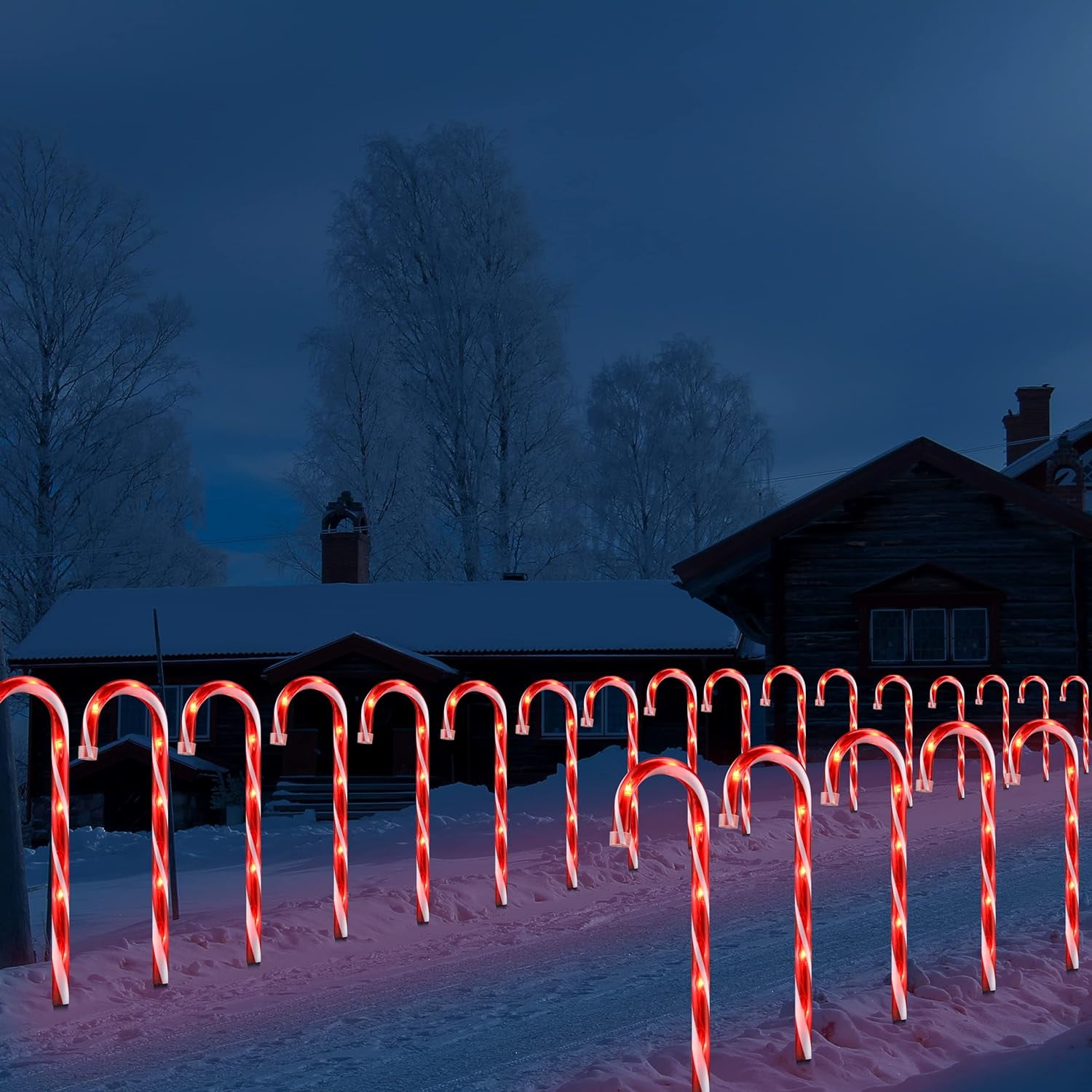 25" Christmas Candy Cane Lights, 72LED Outdoor Pathway Markers Lights Christmas Decor with Stakes, 12 pack,