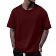 thumbnail image 2 of Men's Heavyweight Short Sleeve Crew Neck T-Shirt, Loose Fit Breathable Summer Half Sleeve Tee, Not See Through Opaque Casual Top for Everyday Wear and Outdoor Activities, 2 of 4