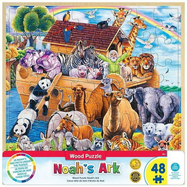 MasterPieces Wood Fun Facts of Noah's Ark 48 Piece Kids Puzzle