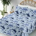 thumbnail image 3 of Ambesonne Ocean Life Fitted & Flat Sheet with Sham 3 Pcs Set, Aquamarine Dolphin Print, Twin, Soft Blue Blue Violet, 3 of 5