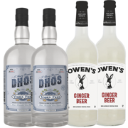Dhōs Handcrafted Non-Alcoholic Vodka 2 Pack 750 ML Bottle w 2 Pack Owen’s Mixers Ginger Beer 750 ML Bottle - Keto-Friendly, Zero Sugar, Zero Calories, Zero Proof - Perfect for Mocktails - A