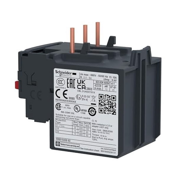 Square D SQDLRD12 SQ D LRD12 Overload Relay 5.5-8A, Black