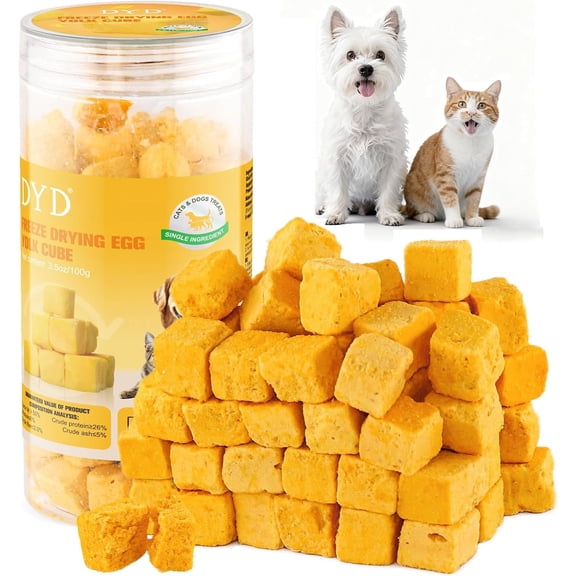 Freeze-Dried Egg Yolk Treats – Single-Ingredient Protein Snack for Cats & Dogs, Supports Skin & Coat, Crunchy Reward for Training