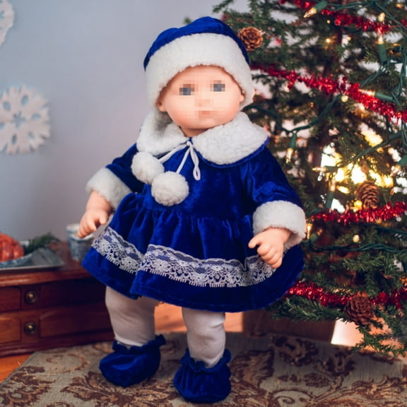 The Queen's Treasures 15 Inch Doll Clothes, Blue Velvet Dress With White Trim, 5-Piece Set