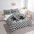 thumbnail image 3 of Manfei Checkered Monogrammed P Bedding Comforter Set 7pcs, Fashion Buffalo Plaid Queen Bedding Sets, Teens Kids Boys Girls Reversible Queen Sheet Sets, Luxury Bedroom Decor, 3 of 7