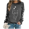 thumbnail image 3 of TIANZEN Women Casual Cute Cat Graphic Printed Long Sleeve Loose Sweatshirts Pullover Sweatshirts Blouse Crop Sweater, 3 of 5