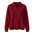 thumbnail image 5 of Tops for Women Long Sleeve Solid Color Casual Waffle Knit Top, 5 of 9