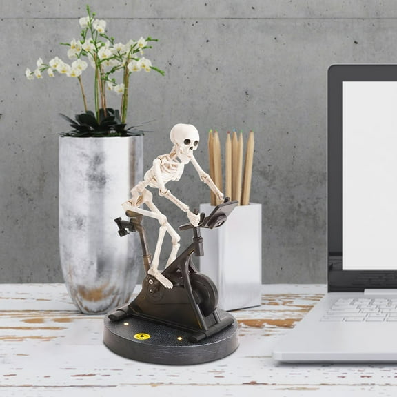 YANHAIGONG Halloween Skeleton, Skeleton Riding Bike,Funny Animatronic Skeleton on Spin Bike Halloween Ornaments, Resin Funny Animatronics Skeleton for Halloween Decor Novelty Gift