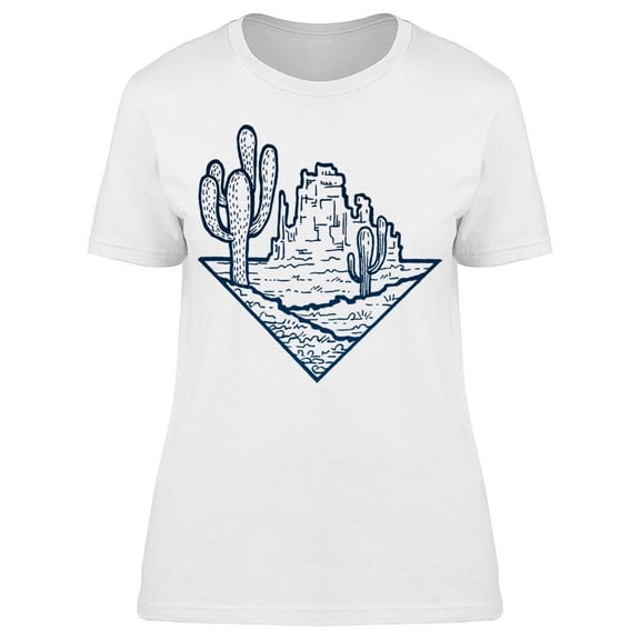 Desert Sketch Of Cactus T-Shirt Women -Image by Shutterstock, Female Large