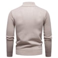 thumbnail image 5 of Mens Sweater Quarter Zip Pullover Casual Knit Cotton Long Sleeve Mock Neck Sweaters Beige L, 5 of 5