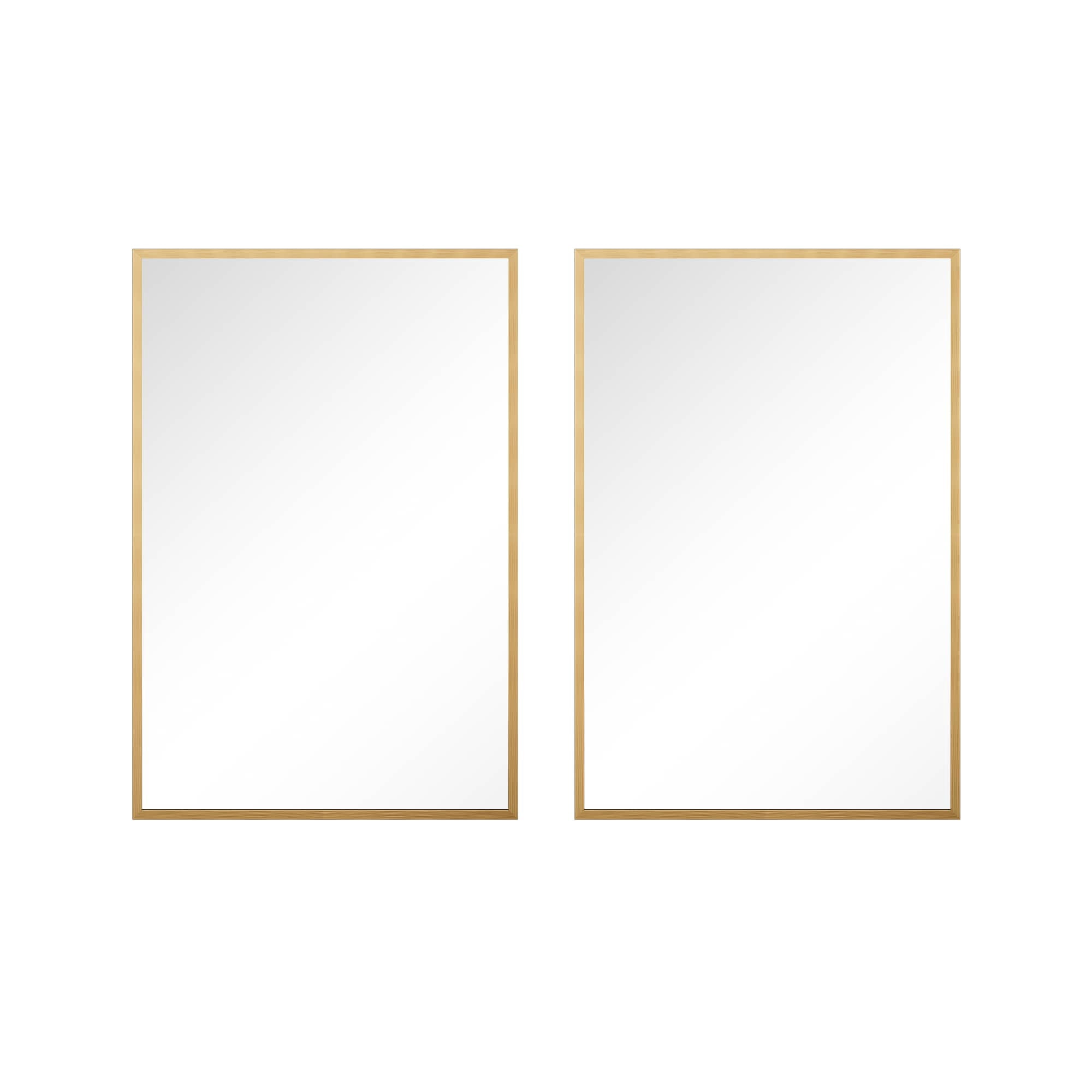 MAYEERTY 36"x24" Aluminum Alloy Rectangular Hanging Mirror, Mid-Century Bathroom Mirror, Gold