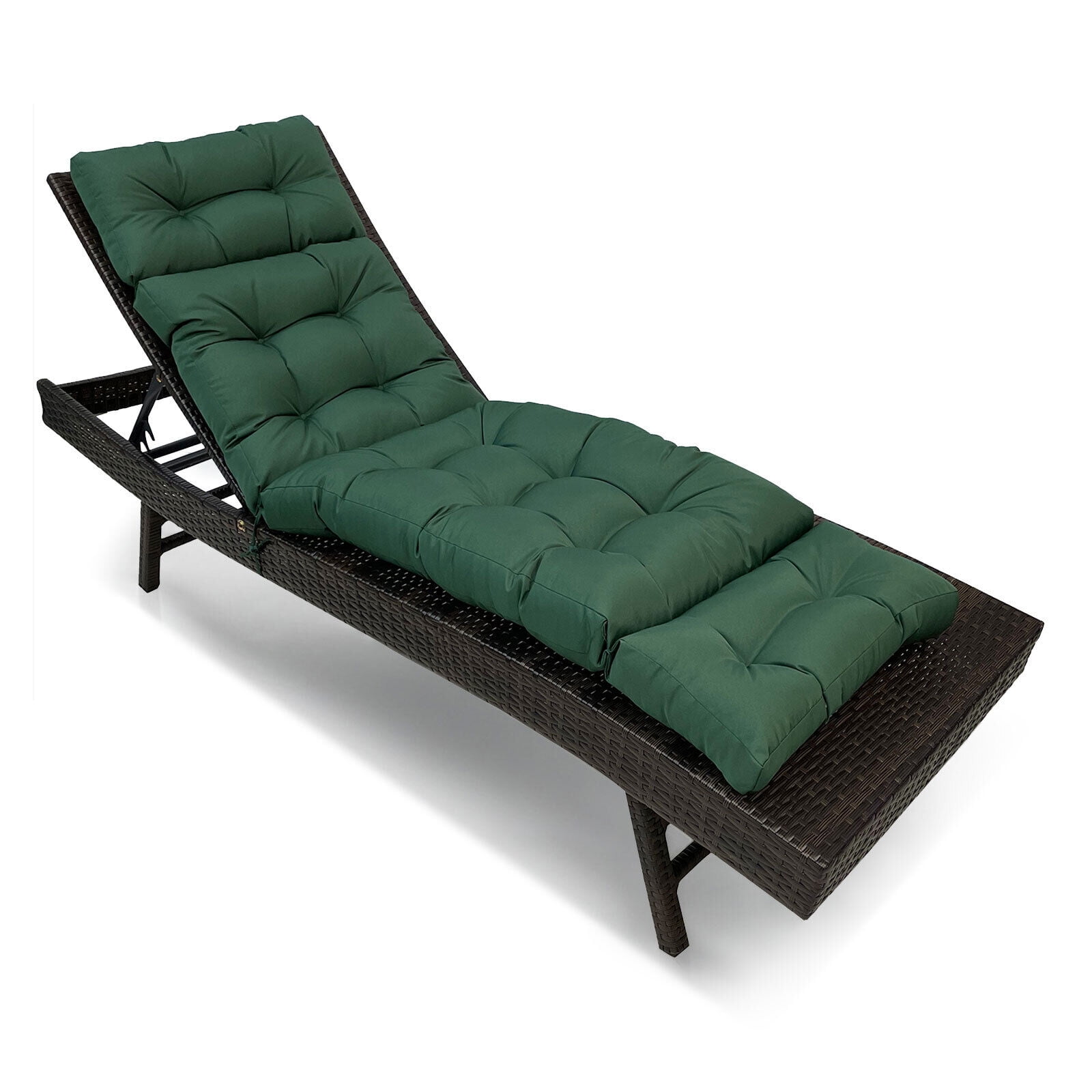 JIAN YA NA Lounge Chaise Chair Cushion Set of 2, Outdoor Indoor Seating Cushions Rocking Chair Padded with Ties (Dark Green)