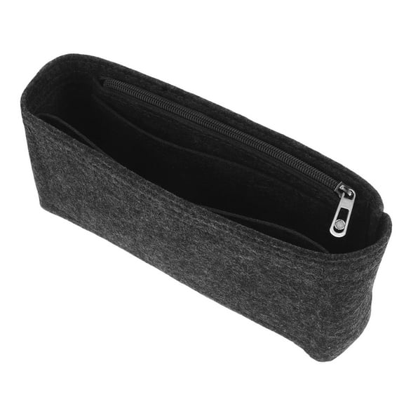 FRCOLOR Felt Insert Bag Felt Purse Bag Organizer Insert With Zipper Small Handbag Purse Organizer Tote Liner Pouch For Women Dark Gray