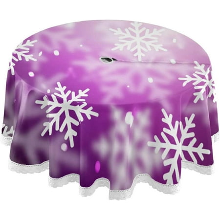

Hyjoy Violet Christmas Snowflake Round Tablecloth 60In Waterproof Round Table Cloths with Umbrella Hole and Zipper Party Patio Table Covers for Outdoor Backyard /BBQ/Picnic