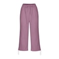 thumbnail image 5 of Byworldtasic Casual Pants for Women Elastic Drawstring Waist Trousers with Cinchable Ankles Soft Breathable Pants, 5 of 5