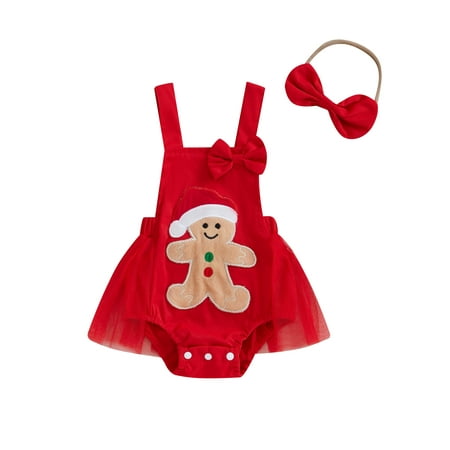 

Okbabeha Baby Girl Christmas Outfit Santa Claus Romper Dress Bow Headband