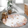 thumbnail image 4 of Summer Marine Life Round Area Rugs 3 ft, Watercolor Orange Starfish Ocean Bubble Washable Small Area Rug with Non-Slip Sturdy Edge Binding Round Front Door Mat Floor Carpet for Entryway, 4 of 9