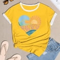 thumbnail image 6 of Tees Tops For Women T-Shirts Color Block Graphic Short Sleeve Beach Summer Layer Clothes Yellow S, 6 of 6