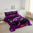 thumbnail image 3 of YST Purple Race Car Comforter Set Full Neon Honeycomb Racing Car Games Bedding Set For Kids Boys Girls,Racing Helmet Wheel Checkered Flag Bed Comforter Set Soft Lightweight Reversible Black, 3 of 6