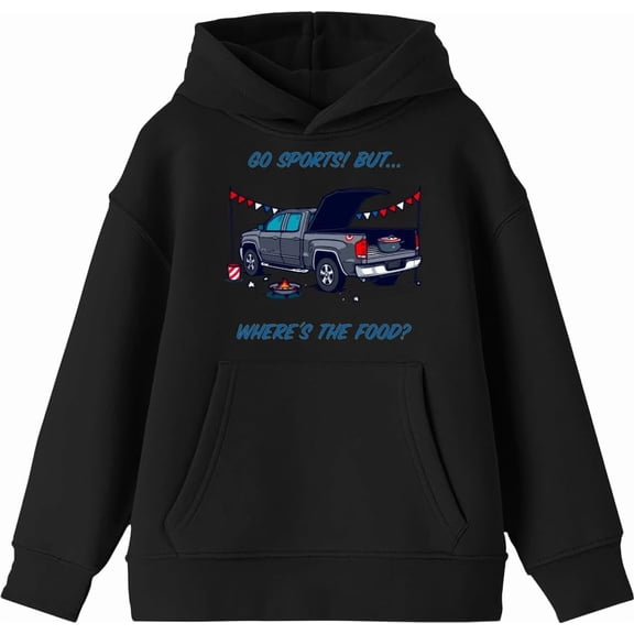 Go Sports! But Where's the Food? Kids Royal Blue Long Sleeve Hoodie-Medium