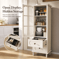 thumbnail image 6 of SESSLIFE Small Pantry Cabinet with Glass Door and Drawers, Kitchen Cabinet with Adjustable Shelves, Pantry Storage Cabinet for Dining Room, Coffee Nook and Small Spaces, White, 6 of 11