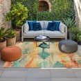 thumbnail image 2 of Orange Teal Red Outdoor Rug for Patio/Deck/Porch, Non-Slip Large Area Rug 3 x 5 Ft, Boho Ethnic Abstract Splashing Art Indoor Outdoor Rugs Washable Area Rugs, Reversible Camping Rug Carpet Runner, 2 of 8